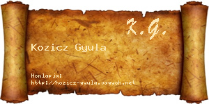 Kozicz Gyula névjegykártya