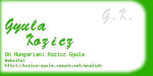 gyula kozicz business card